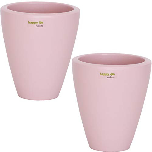 happy nature Set2 2 Keramik Blumentopf Rhodos für Orchideen Silver pink H 17 cm