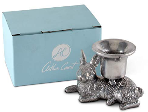 Arthur Court Kerzenhalter aus Aluminium mit Osterhasen-Motiv, ideal für den Außenbereich, 5,7 cm hoch