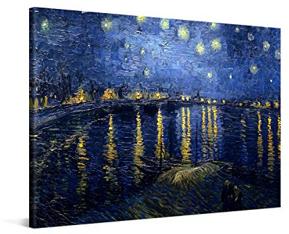 PICANOVA – Vincent Van Gogh Leinwandbild Starry Night Over The Rhone 60x40 cm – Bild auf Leinwand – Premium Leinwanddruck – Kunstdruck Auf 2cm Holz-Keilrahmen Für Schlaf- Und Wohnzimmer