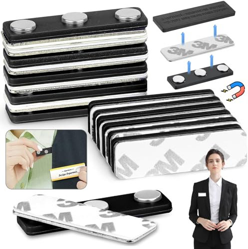 Srup 10 Stück Magnetisches Namensschild, Namensschilder Magnete, Magnete für Namensschilder, Namensschilder für Kleidung Schwarz Magnet, Schilder Metall Namensschild Halter, Set Magnet Namensschilder