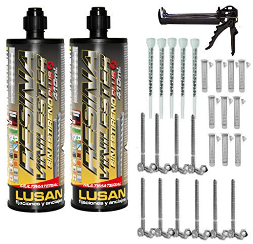 Kit stecca chimica 410 ml Vinilester Plus Alte Prestazioni 2 Tassello chimico Vinilester 410 ML. + 5 ugelli + 1 pistola+ 10 setacci + 10 borchie