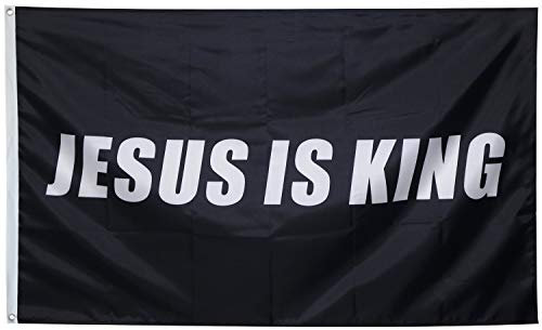 Flagge Jesus ist König, Banner mit Jesus-Flagge, christliche Flagge, 91 x 152 cm, Schwarz