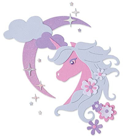 Sizzix Thinlits Stanzschablonen-Set, 8 Stück, Mitternachts-Einhorn von Olivia Rose, 665315, mehrfarbig, Einheitsgröße