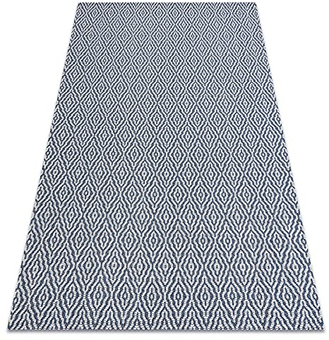 Teppich CASA ÖKO SISAL Boho dunkelblau / creme, recycelte Teppich 114x170 cm