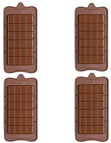 Silikon-Schokoladenformen,4 Stück Brechbare Schokoladenformen,3D-Schokoladenformen Antihaft-wiederverwendbare DIY-Backformen Süßigkeiten-Protein- und Energieriegelformen