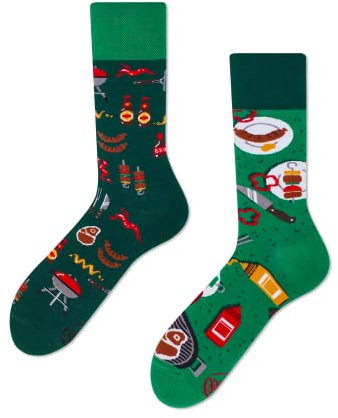 Many Mornings Unisex BBQ TIME Mismatched Socken, Multi-Color, 43-46