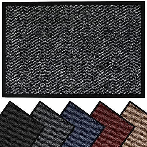 HOUSEGADS Door Mats Indoor And Outdoor Rugs - Anti-Slip Door Mat Carpet - Non Slip Outdoor Rubber Mat - Washable Indoor Floor Mats - Kitchen Mat Non Slip Rugs (Gray, 90 X 120)