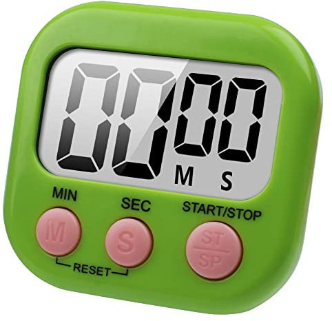 Grand écran Minuteur de Cuisine magnétique avec Grand écran LCD, minuteries pour la Cuisson, l'étude, Alarme puissante et Compte à rebours(Vert)