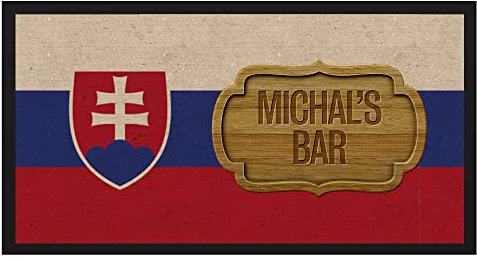 Personalised Slovakia Flag Bar Mat/Runner - Add Your Name - Beer, Pub, Vintage Look