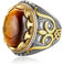 Dochais Tolles Geschenk für Männer,Schmuck Herren-Ring aus Edelstahl Matt,Klassisches Großer Herrenring,Ring mit Tigerauge Türkis (Gold, 67)