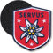 Klettpatch - Edelweiss Patch gestickt 51 x 60 mm/Klett-Patch Patches Abzeichen Stickerei mit Klett für Kleidung Rucksack Tasche/Tracht Loden Lederhose Dirndl Janker Filzhut/Club of Heroes (Rot)