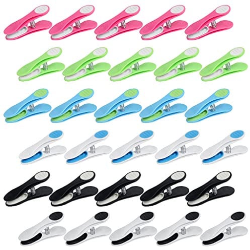 SWKJ Lot de 30 pinces à linge antidérapantes pour corde à linge, pinces à linge multicolores très résistantes avec clip rembourré doux pour la maison