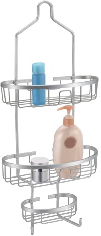 Blue Canyon 2 Tier Hanging Shower Caddy & Soap Dish, No Drill Bathroom Shelf, Non-Rusting Storage Shelves, Shower Accessory for Bathroom Organisation Shelf, Shower Basket Organizer, Graphite