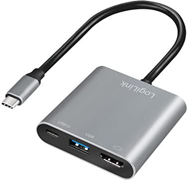 Logilink USB 3.2 Gen1 Typ-C-zu HDMI & USB Adapter, 4K, PD (Power Delivery), 0,15 m