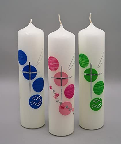 3 Geschwisterkerzen !! ; je 25 x 6 cm ; inkl. Beschriftung ! TZ 37