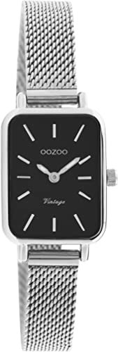 Oozoo Vintage Damen Uhr - Armbanduhr Damen mit 10mm Metallmesharmband - Analog Damenuhr Eckig C20267