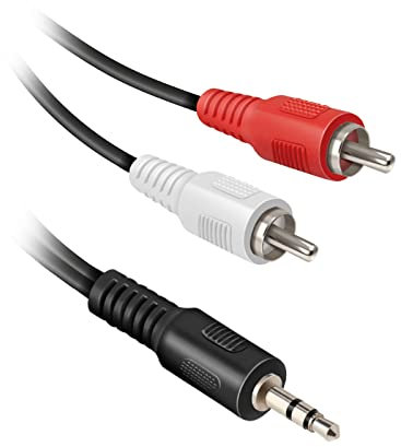 Ekon cavo jack 3.5mm RCA, cavo AUX a 2 RCA, 5 metri, maschio maschio, per stereo, casse, mixer, laptop, cuffie, mp3, iPod, smartphone, tablet