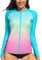 ATTRACO Womens Rash Vest Zipper Long Sleeve UPF 50 Rash Guard Wetsuits Swimsuits