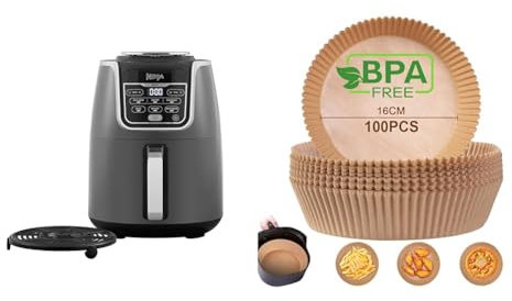 Ninja Friteuse Air MAX [AF160EU] 6 Modes de Cuisson, Air Fry, Rôtissoire, Cuisson au four, Réchauffage & AiQInu Papier Sulfurisé Rond pour Air Fryer