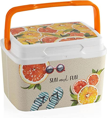 Mugar- Neveras de Playa con Estampado Veraniego con Asa y Cierre Hermético-Modelo Hello Summer- Neveras de 5 o 29 litros con Estampado Divertido (5 litros)