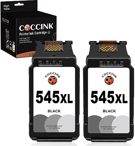 COCCINK PG-545 XL (2 Schwarz) Wiederaufbereitete Druckerpatronen Ersatz für Canon 545XL für PIXMA MG2450 MG2455 MG2550 MG2555 TS205 TS305 iP2800 iP2850 iP2855 MG2950 MG2955 MX495 TR4500 TR4651 Drucker
