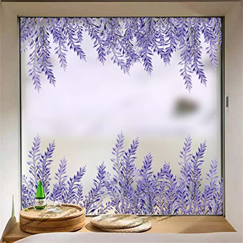 Sichtschutzfolie 3D Fensterfolie75x200cm Anti UV Sichtschutzfolie Fenster Bunt ohne Klebstoff Fensterfolie für Büro und KücheLila Lavendel