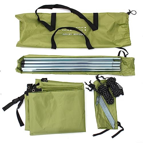 Toldo Parasol Universal,Toldo Para Autocaravanas, Toldo Universal, Parasol Lateral Poliéster Ignífugo Carpa De Picnic Con Dosel Al Aire Libre Para Coche, Autocaravana,Furgoneta,Suv (Verde),300*200cm