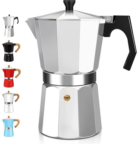 DITOSH 6 Tasse Aluminium Espresso Stovetop Moka Pot Express Kaffeemaschine Perkolator klassischen Mokka Kaffeemaschine für und kubanische Cafe Brauerei für Haus & Camping 300ml 10oz