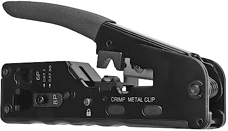 Herramienta de Crimpado RJ45, Crimpadora de Paso, 6P, 8P, Cortador Pelador de Cables Ethernet para RJ11, RJ12, Cat5, Cat6, Cat7
