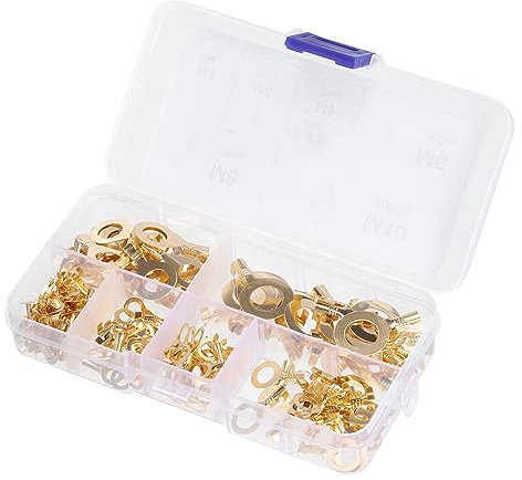 PATIKIL Ring Terminali Kit, 150pz 8 Tipi Rame Filo Capicorda Crimpare Filo Connettore Occhielli Cavo Connessione Morsetto per Industriale Elettrico Batteria