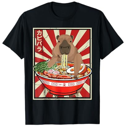 Kawaii Capybara mangeant des nouilles ramen japonais T-Shirt