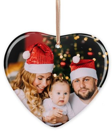 Rainsar Personalisierte Weihnachtskugeln für Familie mit Foto, Weihnachtskugeln mit Namen und Foto, Keramik Weihnachtskugeln, Personalisierte Geschenke für Opa, Oma, Papa und Mama…