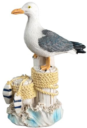 Generisch Maritime Deko Figur Möwe auf 2er Poller Bojen Wellen 12,8 x 8,5 x 4,5cm Badezimmer Deko (CG)