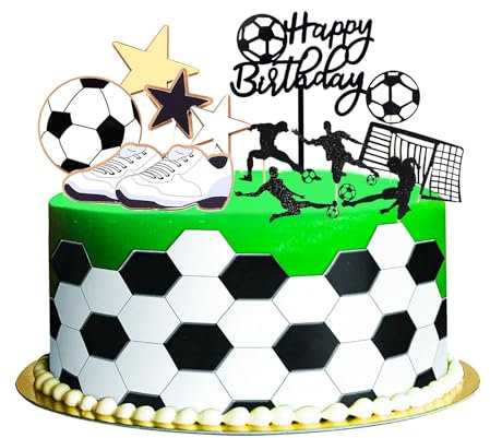 12 Pezzi Decorazione Torta Football, Cake Topper Compleanno Calcio, Decorazione per Torta da Calcio per Bambini, Feste A Tema Calcio Cake Topper, per scene a tema calcio, feste di compleanno