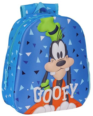 safta Goofy Schulrucksack mit 3D-Design, anpassbar an Kinderwagen, ideal für Kinder verschiedener Altersgruppen, bequem und vielseitig, Qualität und Widerstandsfähigkeit, 27 x 10 x 33 cm, Blau, blau,