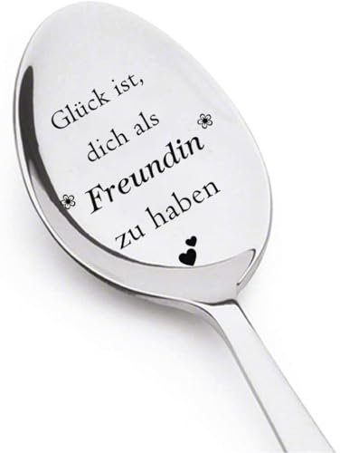Edelstahl Löffel mit Gravur Glück ist, dich als Freundin zu haben, Geburtstags Geschenk für Freundin, Kaffee Dessert Löffel Personalisiertes Geschenk für Freundin