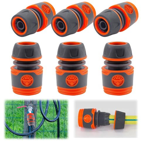 Gcffom 6 Stk 1/2 Zoll Schlauchverbinder, Schlauchanschluss, Schlauchkupplung, Gartenschlauch Verbinder, Robust Hahnverbinder für Gartenwerkzeuge, Landwirtschaft, Rasen