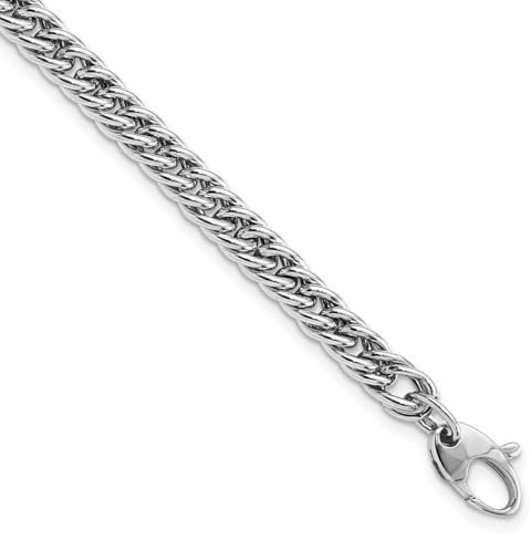 Panzer-Armband, 14 Karat Weißgold, hohl, poliert, 5,25 mm, Schmuck für Damen, 20 cm