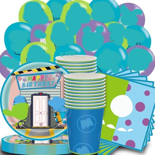 78stk Partygeschirr Monster Party Partyzubehör Pappteller Set einschließlich Teller Becher Servietten Ballon zum Geburtstag(20 Personen)