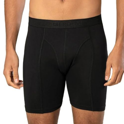 Erdem Men, Lange Boxershorts, Premium Herrenunterwäsche, Boxershorts für Männer, Bequeme Unterwäsche Mann, Herren, Baumwolle, Elasthan, Atmungsaktiv, Schwarz, XL