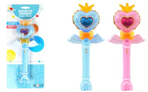 FLYPOP'S - Baguette Magique - Accessoires de Déguisement - 010988 - Couleurs Assorties - Plastique - Lumineuse et Musicale - Jouet Enfant - Magie - 25 cm - À Partir de 3 Ans