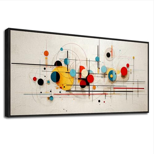 MHARTK66 Abstrakt Leinwand Bilder Mit Rahmen Schwarz, 50x100 cm Groß Wandbilder Wohnzimmer Linien Punkte Bild Aesthetic, Modern Wanddeko Kunstdruck Schlafzimmer Badezimmer Büro Esszimmer Küche