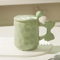 Tazza in Ceramica con Fiocco da 450 Ml,Tazza da Colazione per Coppia di Caffè,Tazza da Caffè Color Macaron, Lavabile in Lavastoviglie e Adatta Almicroonde,Adatta per Caffè,Latte Macchiato (Verde)
