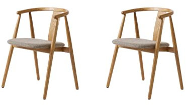 FJORDFORM Eszimmerstuhl, 2'er stühlen, Melange Sitz, Eiche Chair, Latte, Natur, One Size