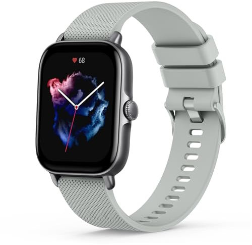 Oumida Bracelet Compatible avec Amazfit GTS 2 / Amazfit GTS 2 Mini, 20mm Sport Silicone Souple Bracelet pour Amazfit Bip 3 / Amazfit Bip U Pro, Gris