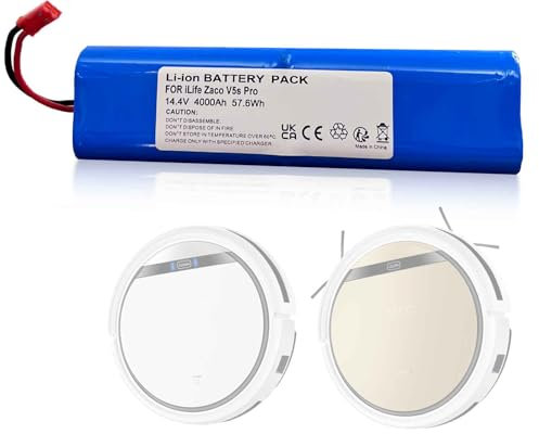 Batterie 4,0 Ah pour iLife Zaco Home Cleaner Robot ménager, Compatible avec V5s Pro, V5x, V4, V3, V3s Pro, V8s, V40, V50, V80, V85, x750 Robot ménager, Remplacement pour iLife 18650B4-4S1P-AGX-2