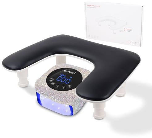 Arm Rest for Nails Tech with Adjustable Base,U shaped Comfortable Manicure Nail Hand Rest Stand Pillow Cushion for Acrylic Nail Art Tech(Black)