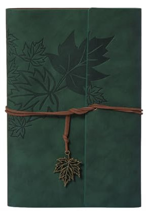 Leder Notizbuch A6, 18,5x12cm Vintage Nachfüllbar Reisetagebuch mit Blanko-Seiten, Ringbuch Tagebuch und Skizzenbuch, Dickes Papier, Softcover, Rezeptbuch zum Selberschreiben (Grün)