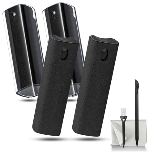 walrfid 4 Pack Screen Cleaner Spray and Wipe for Laptop Monitor and Car Screens, Phone Touchscreen Mist Cleaning Kit for Cellphone, Tablet, PC, Computer, LCD, MacBook, iPhone, iPad, Mac Pro - Black