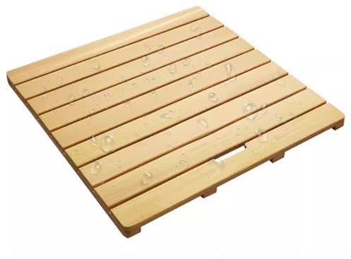 Caillebotis Bois, Tapis de Douche avec Poignée, Caillebotis Salle de Bain for Personnes Âgées, Tapis de Bain for Intérieur Ou Extérieur, Spa, Sauna(23.6 * 11.8in)